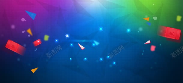 蓝色背景jpg设计背景_新图网 https://ixintu.com 双十一 双十二海报 拼接块 淘宝天猫节日促销 红包 纸屑
