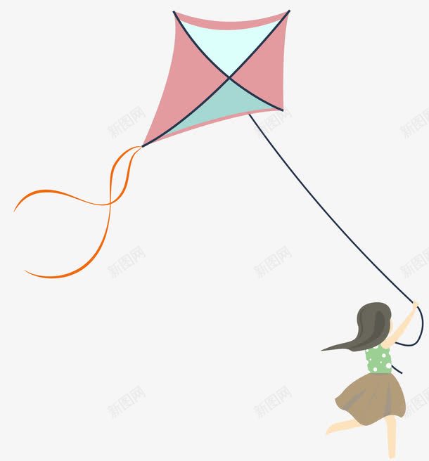 放风筝的孩子png免抠素材_新图网 https://ixintu.com 卡通手绘 奔跑 孩子 放风筝 装饰图案 风筝绘DIY 高飞的风筝