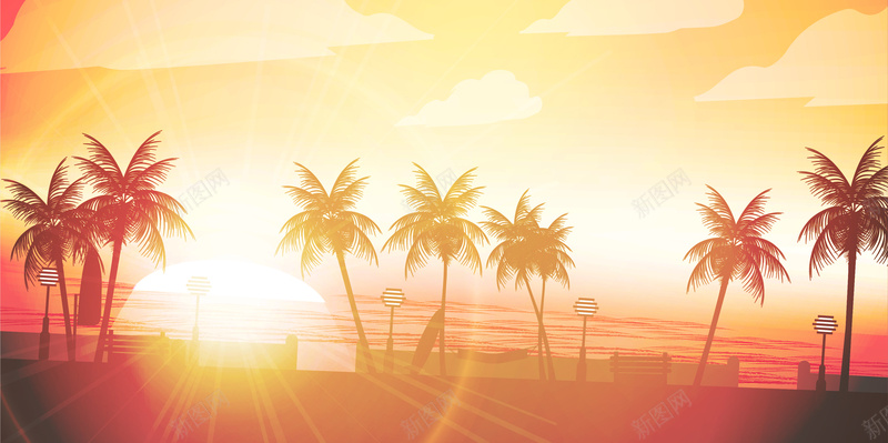 矢量夏季梦幻椰树海报背景ai设计背景_新图网 https://ixintu.com 云朵 夏天 夏季 旅游 旅游宣传 旅游广告 旅行 景观 梦幻 椰树 椰树背景 阳光 风光 风景背景 矢量图