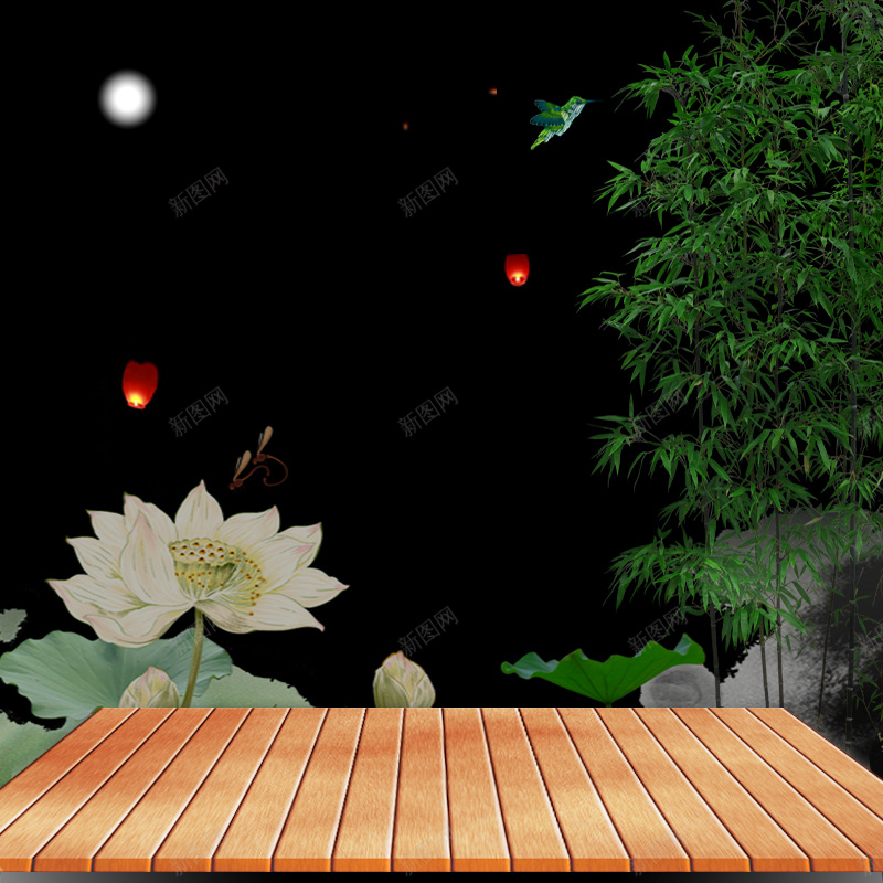 唯美古风电商主图背景psd设计背景_新图网 https://ixintu.com PSD分层 主图 小清新 手绘 文艺 新品上市 简约 茶叶 荷花