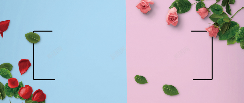 清新七夕情人节海报bannerpsd设计背景_新图网 https://ixintu.com 七夕上新 七夕电商活动 对比色 情人节上新 情人节促销 文艺 浅蓝色 清新 玫瑰花 粉色 边框