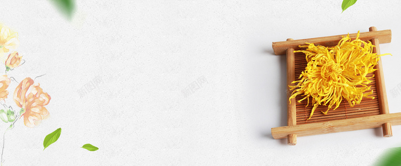 菊花茶简约白色海报背景bannerpsd设计背景_新图网 https://ixintu.com banner 促销 天猫 折扣 海报 淘宝 电商 白色 简约 背景 茶 菊花 落叶 鲜花