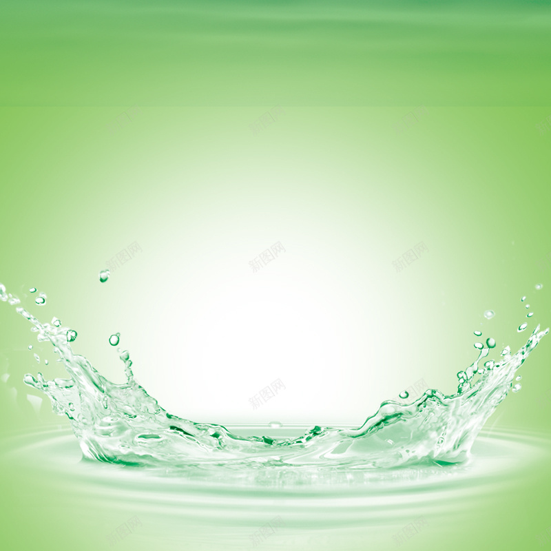 绿色清新水花背景psd设计背景_新图网 https://ixintu.com 主图 小清新 文艺 水滴 水珠 清新 溅起的水花 简约 绿色