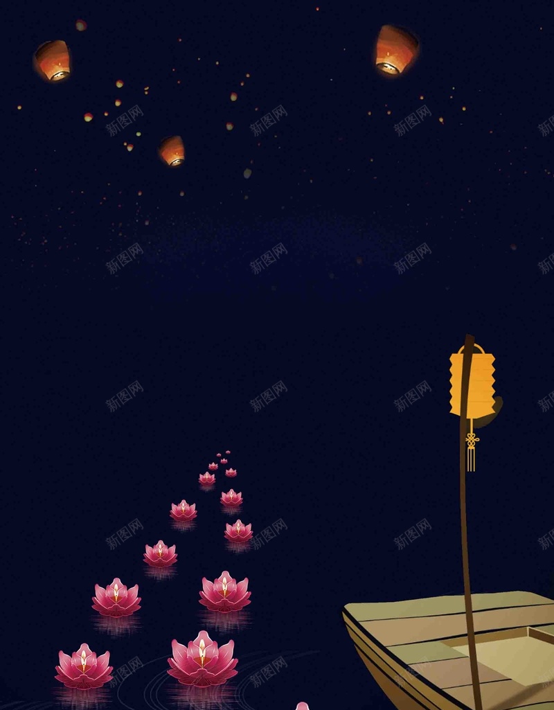 简约中元节鬼节宣传jpg设计背景_新图网 https://ixintu.com 七月半 中元节 农历七月十五 孔明灯 宣传 简约 纸钱 莲花灯 鬼节 鬼魂