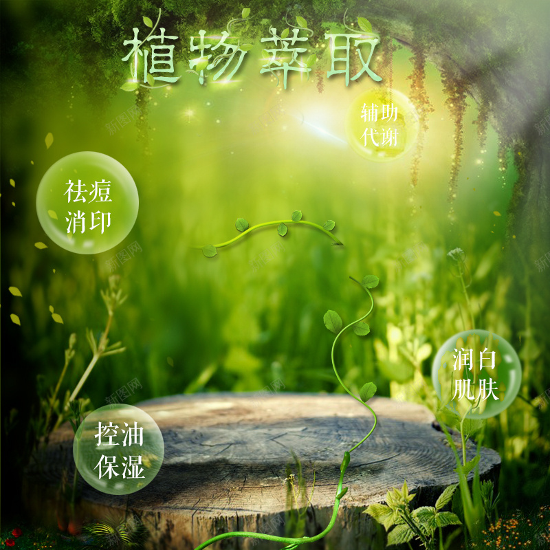 森林绿色植物化妆品psd设计背景_新图网 https://ixintu.com 主图 保湿 化妆品 小清新 护肤品 文艺 植物 祛痘 祛痘广告 简约 美白 面膜
