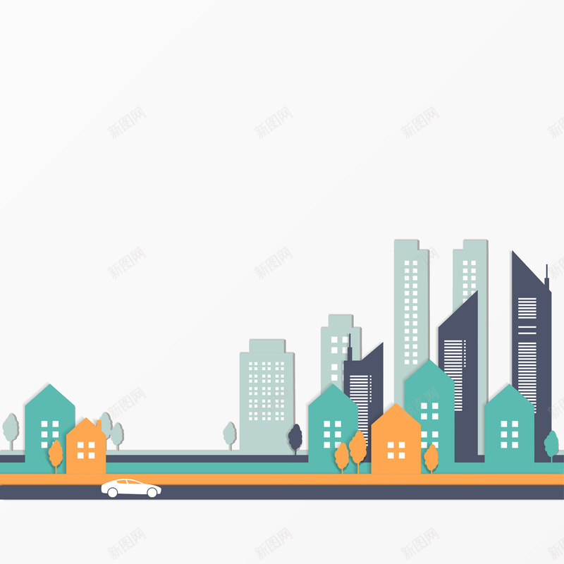 手绘卡通城市建筑背景矢量图ai设计背景_新图网 https://ixintu.com 几何 卡通 城市 建筑 扁平 手绘 渐变 白色 背景 矢量图