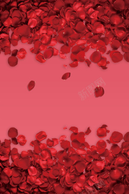 红色简约玫瑰花瓣浪漫情人节海报背景背景