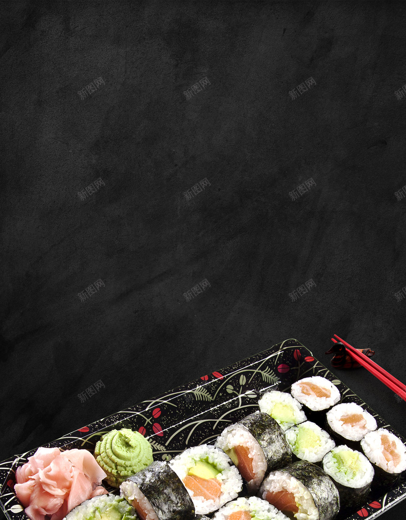简约美食宣传平面广告jpg设计背景_新图网 https://ixintu.com 寿司 平面广告 日式 深色背景 简约背景 美食宣传 菜单 韩式 饭团