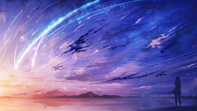 璀璨的流星飞过jpg设计背景_新图网 https://ixintu.com 人物 动漫 卡通 梦幻