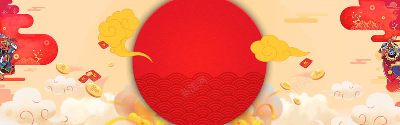 春节中国风红色淘宝海报背景psd设计背景_新图网 https://ixintu.com 一家人 卡通门神 压岁钱 回家过年 年夜饭 打烊 旅游 春运 祥云 红包 联欢晚会 金币 鸡年
