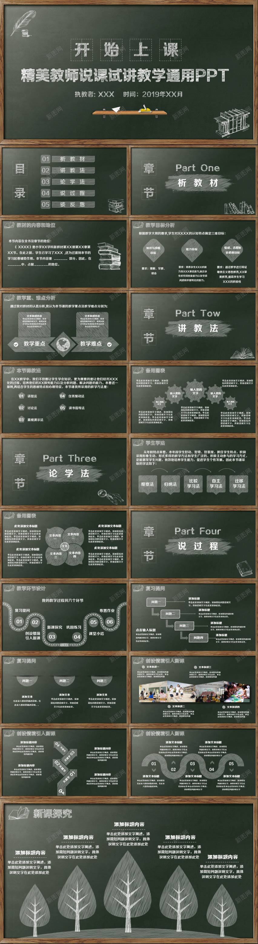 黑板手绘风精美教师说课试讲教学通用PPT模板PPT模板_新图网 https://ixintu.com 手绘 教学 教师 模板 精美 课试 通用 黑板