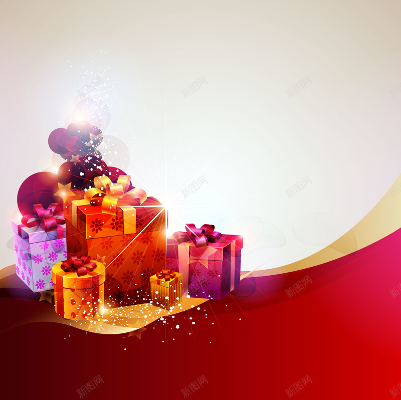 节日礼品贺卡背景矢量图ai设计背景_新图网 https://ixintu.com 中国风 新年 礼物 红色 贺卡 矢量图