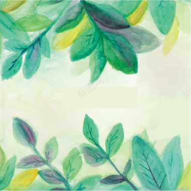 绿色叶子手绘背景图背景