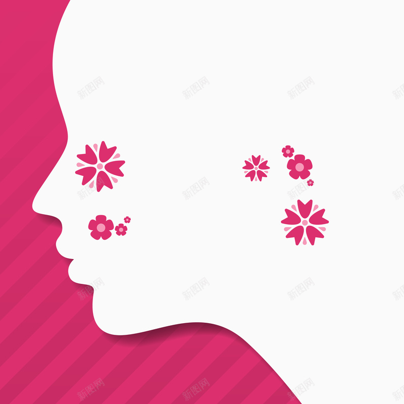 感十足的妇女节广告背景矢量图ai设计背景_新图网 https://ixintu.com 人脸轮廓 妇女节 妇女节广告 平面图形 粉红 素材 背景 花朵 矢量图