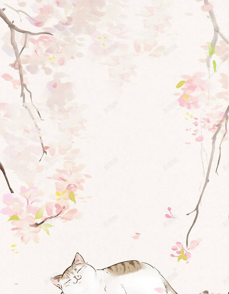 手绘可爱卡通猫咪平面广告jpg设计背景_新图网 https://ixintu.com 卡通猫咪 卡通背景 可爱 平面广告 手绘背景 文艺背景 水彩画 绘画美术 花卉
