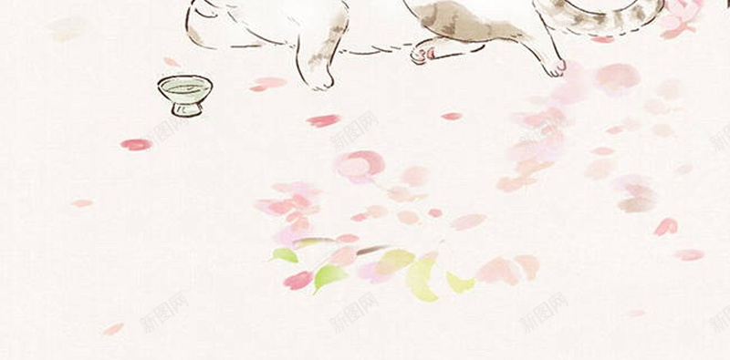 手绘可爱卡通猫咪平面广告jpg设计背景_新图网 https://ixintu.com 卡通猫咪 卡通背景 可爱 平面广告 手绘背景 文艺背景 水彩画 绘画美术 花卉