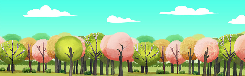 卡通手绘森林唯美banner背景psd设计背景_新图网 https://ixintu.com 卡通 唯美 夏季促销 小清新 扁平 手绘 旅游 旅行 景色 森林 简约 风景
