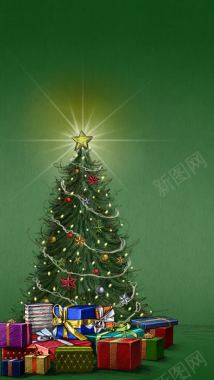 圣诞树与礼物背景
