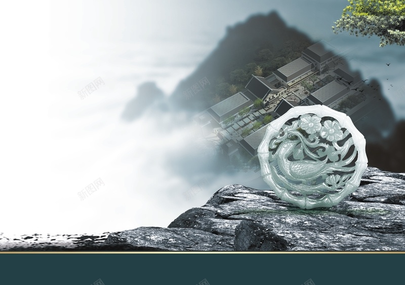 中国风石头玉房屋背景cdr设计背景_新图网 https://ixintu.com 中国风 墨色 房屋 玉 石头