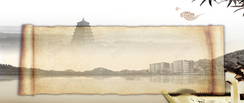 古典大气中国风宣传海报psd设计背景_新图网 https://ixintu.com 中国风 企业 卷轴 展板 展板模板 展板设计 廉政 廉政文化 文化传播 水墨画 海报banner