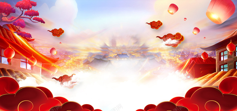 狗年大吉喜庆海报psd设计背景_新图网 https://ixintu.com 2018狗年 云彩 古风 喜迎狗年 孔明灯 恭贺新禧 新年快乐 旺旺大吉 欢天喜地 狗年吉祥 祥云