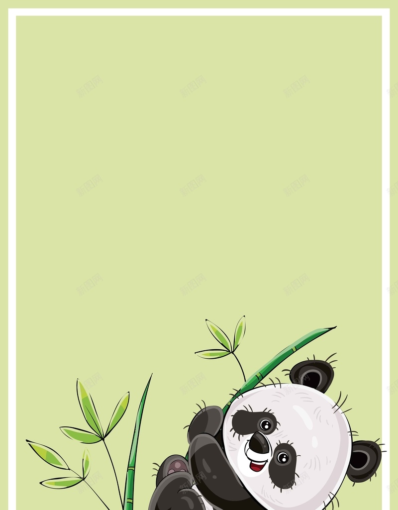 可爱儿童纯色熊猫背景边框矢量图ai设计背景_新图网 https://ixintu.com 动物 可爱儿童 手绘插画 熊猫 简约 纯色背景 绿色背景 背景 边框 矢量图