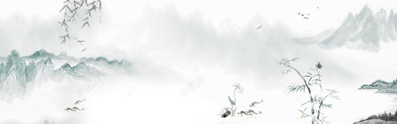 水墨山水背景psd设计背景_新图网 https://ixintu.com 中国风 国画 山水画 山水画模板下载 山水画素材下载 水墨画 海报banner 白描 背景素材 高清
