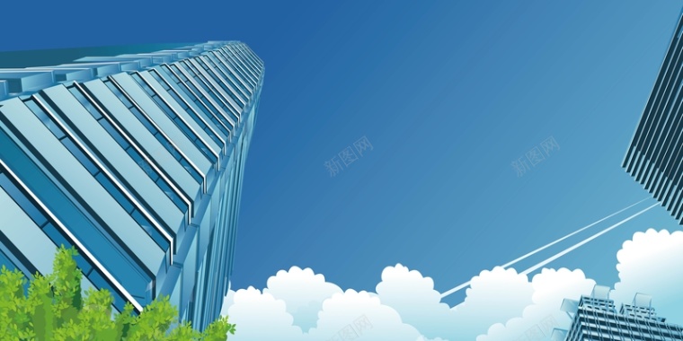 城市建筑摩天大楼海报背景矢量图背景