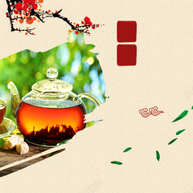 红茶春茶节中国风PSD分层主图背景背景
