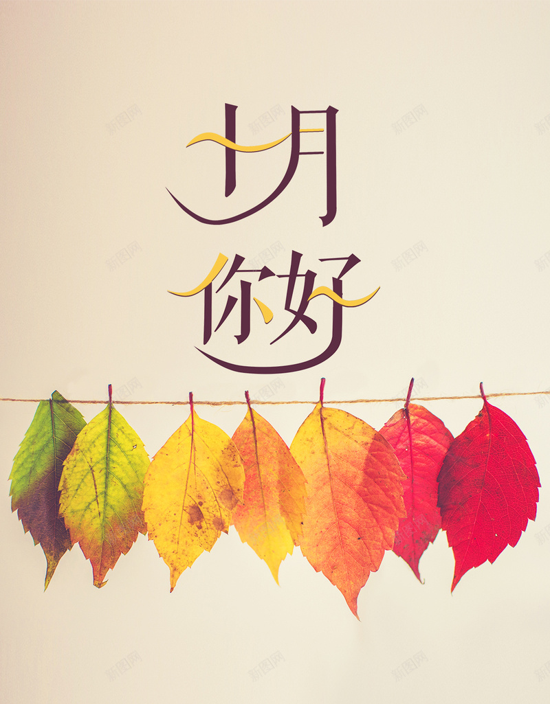 清新文艺十月你好微信配图H5psd设计背景_新图网 https://ixintu.com 中秋 你好十月 励志青春 十月 十月你好 国庆 字体设计 小清新 微信配图 文艺 极简 落叶