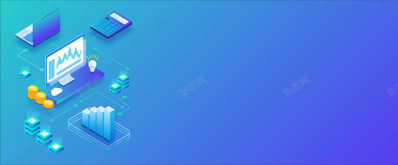 区块链蓝色渐变2.5Dbanner