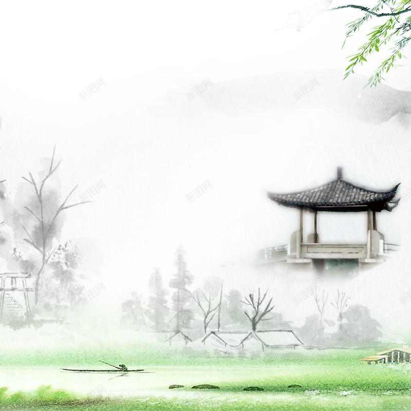 中国风清明节水墨主图背景psd设计背景_新图网 https://ixintu.com 中国风 主图 小清新 手绘 新图网 春季 水墨画 清明节 直通车 风景
