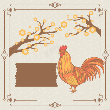 手绘鸡中国新年背景矢量图背景