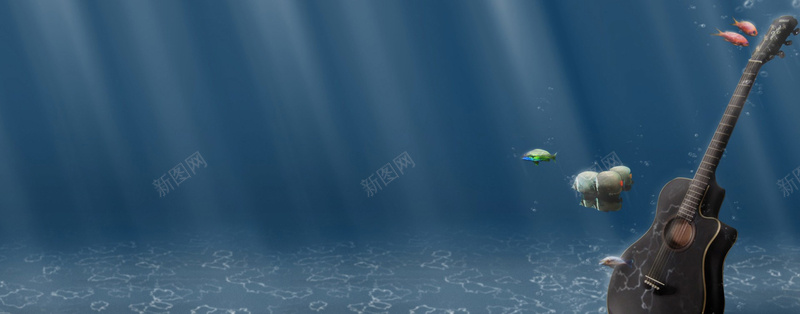蓝色吉他音乐背景jpg设计背景_新图网 https://ixintu.com 吉他 新图网 水下 浪漫 海报banner 演奏 音乐