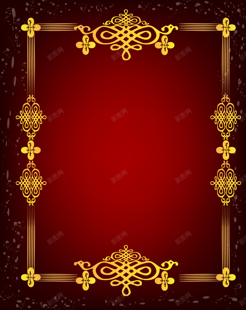 矢量金色花纹边框白色涂鸦红底背景ai设计背景_新图网 https://ixintu.com 景 海报 涂鸦 白色 矢量 素材 红底 背 花纹边框 金色 矢量图