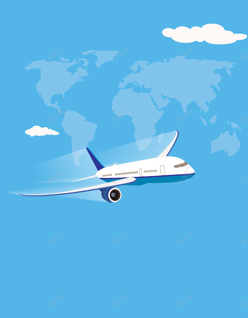 卡通航空飞机云朵H5背景psd设计背景_新图网 https://ixintu.com H5背景 世界地图 云朵 卡通 客机 旅行 环球 科技 航空 蓝天 飞机