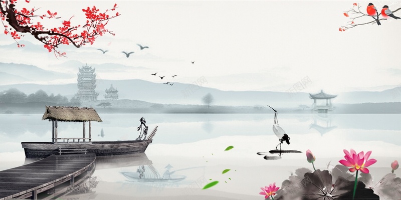 中国古诗词学校文化psd设计背景_新图网 https://ixintu.com 150PPI PSD源文件 中华古诗词图片 中国古诗歌 中国古诗词 中国风 分层文件 古典诗歌 古典诗词 古诗歌 古诗词 小船 平面设计 河水 河流 荷花 诗歌 诗词
