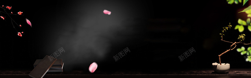 中式阿胶简约黑色花瓣bannerpsd设计背景_新图网 https://ixintu.com 中医医院 中医展板 中医模板 中医美容 中医馆 中药保健 中药海报 中药铺 大药房 阿胶 阿胶中国风