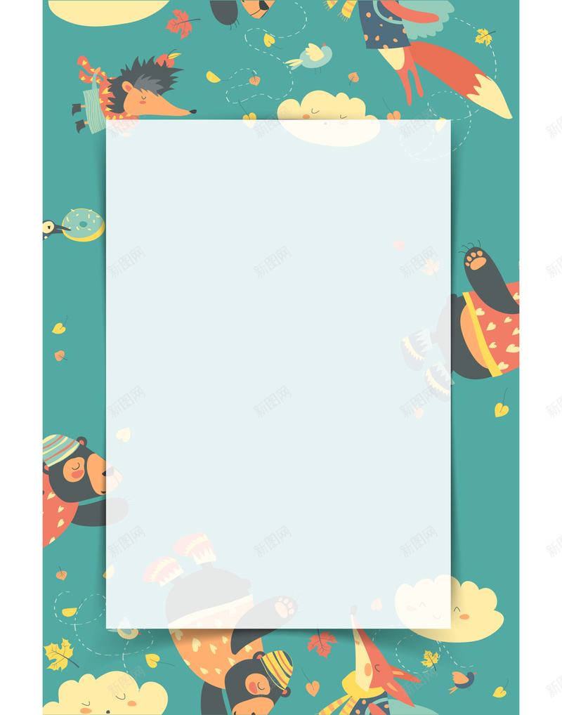 蓝色背景卡通动物简约边框平面广告jpg设计背景_新图网 https://ixintu.com 卡通动物 卡通背景 平面广告 插画 新品上市 简约边框 蓝色背景 边框