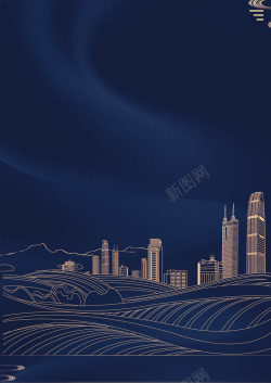 城市建设蓝色线条房地产背景海报高清图片
