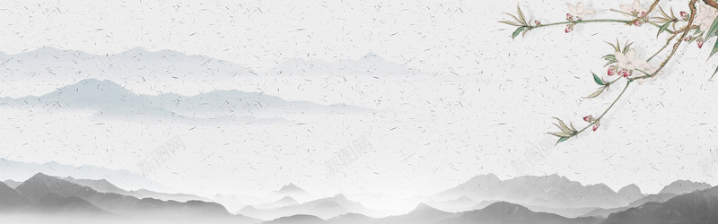 重阳节中国风格山水bannerpsd设计背景_新图网 https://ixintu.com 中国风格背景图片 大雁 山峰素材 手绘花朵 松树 树枝 水墨风格素材 竹子素材 花卉 重阳节背景图片