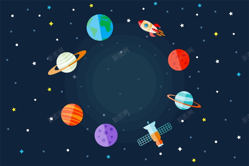 宇宙星球背景矢量图ai设计背景_新图网 https://ixintu.com AI 卫星 地球 宇宙 宇宙星球 宇宙飞船 平面 广告 扁平化 星星 星球 模板 海报 火箭 矢量 素材 背景 行星 矢量图