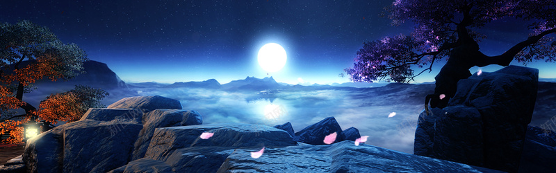 海报背景图jpg设计背景_新图网 https://ixintu.com 中秋节 圆月 摄影 月亮 海报banner 深蓝色 风景