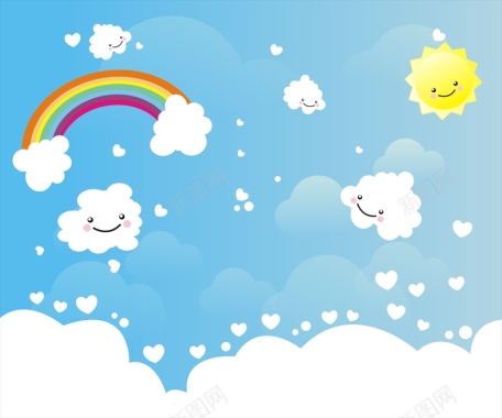 卡通可爱云朵太阳海报背景背景