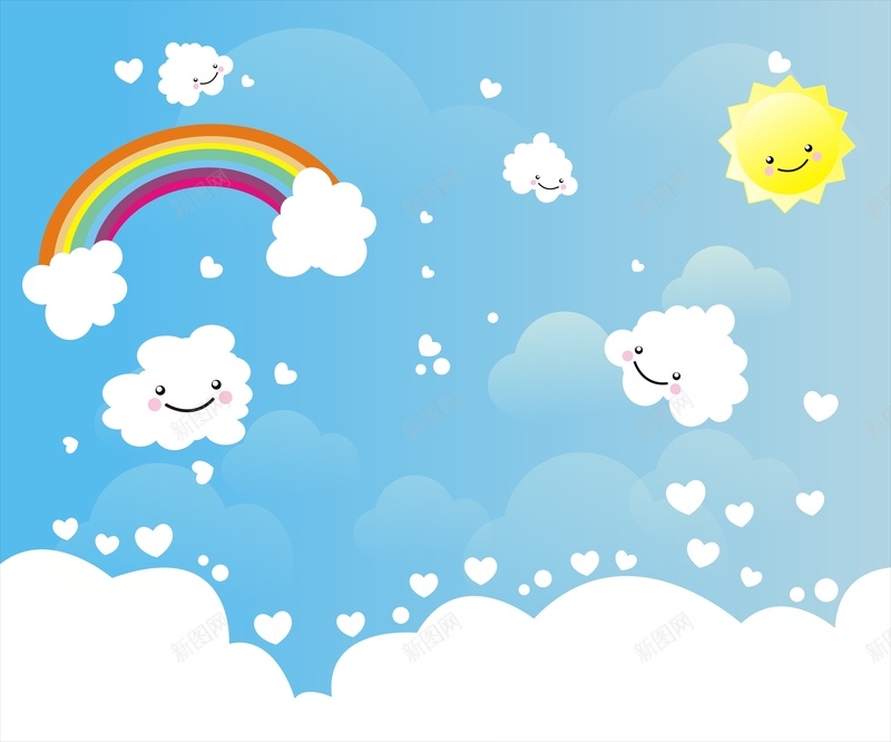 卡通可爱云朵太阳海报背景cdr设计背景_新图网 https://ixintu.com 云朵 卡通 卡通背景 可爱 彩虹 手绘 童趣 蓝天