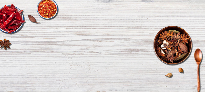 桌面厨房食材之香料bannerpsd设计背景_新图网 https://ixintu.com banner 八角 勺子 厨房 桌面 盘子 辣椒 食材 香料