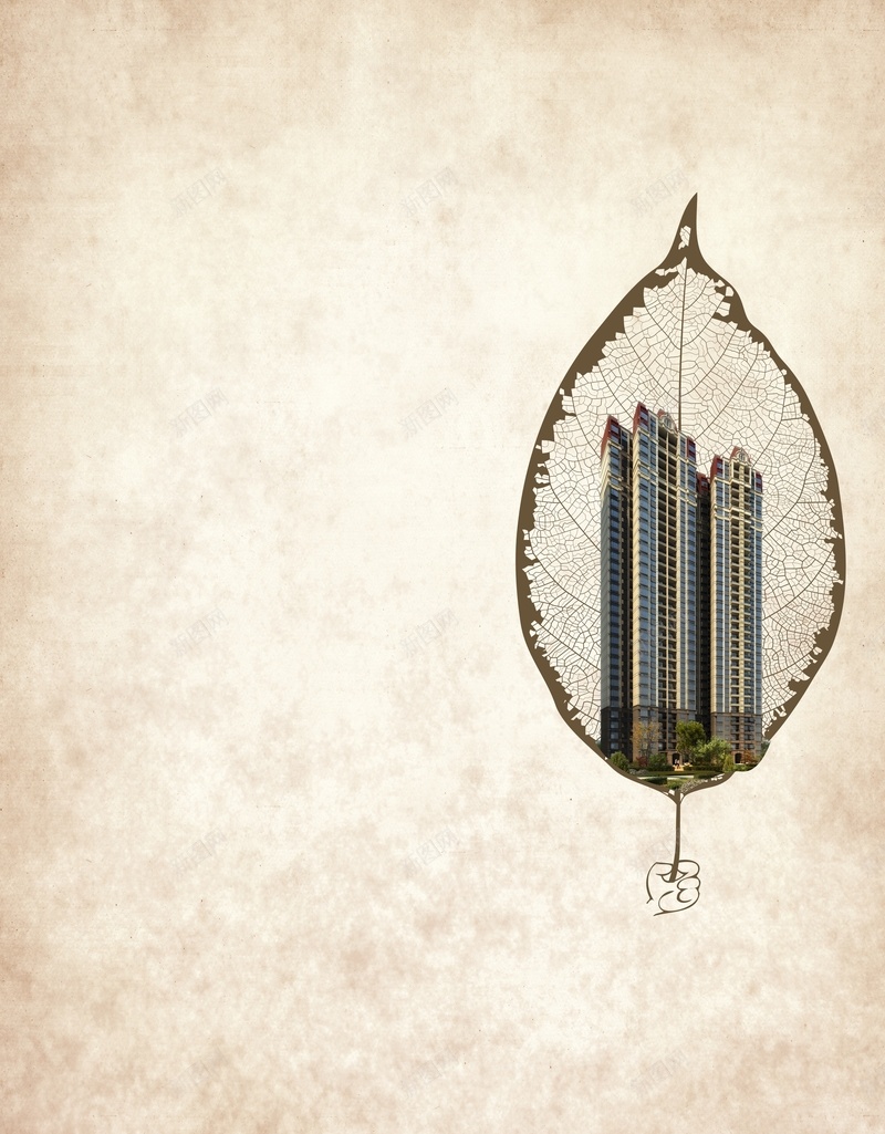 中国风房产树叶黄色背景cdr设计背景_新图网 https://ixintu.com 中国风 房产 树叶 黄色