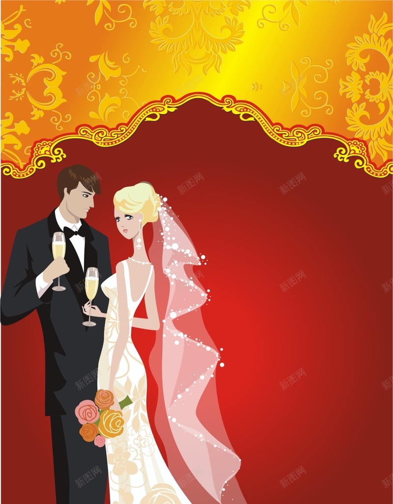 婚礼请柬矢量H5背景cdr设计背景_新图网 https://ixintu.com H5 婚宴 婚庆 婚礼背景 婚礼请柬 婚纱 电子请柬 矢量 红底 结婚 请帖 邀请函