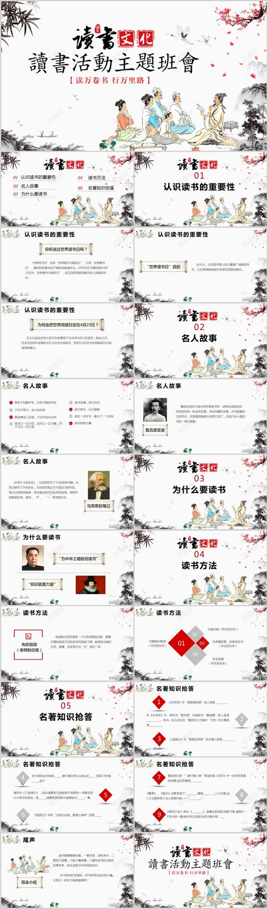 读书活动主题班会PPT模板PPT模板_新图网 https://ixintu.com 主题 模板 活动 班会 读书