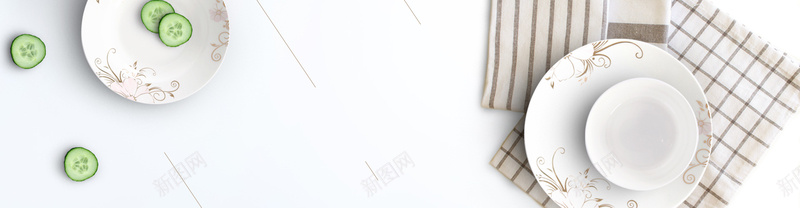 简约厨具背景bannerpsd设计背景_新图网 https://ixintu.com 小清新 文艺 桌布 海报banner 白色 盘子 简约 简约背景 黄瓜